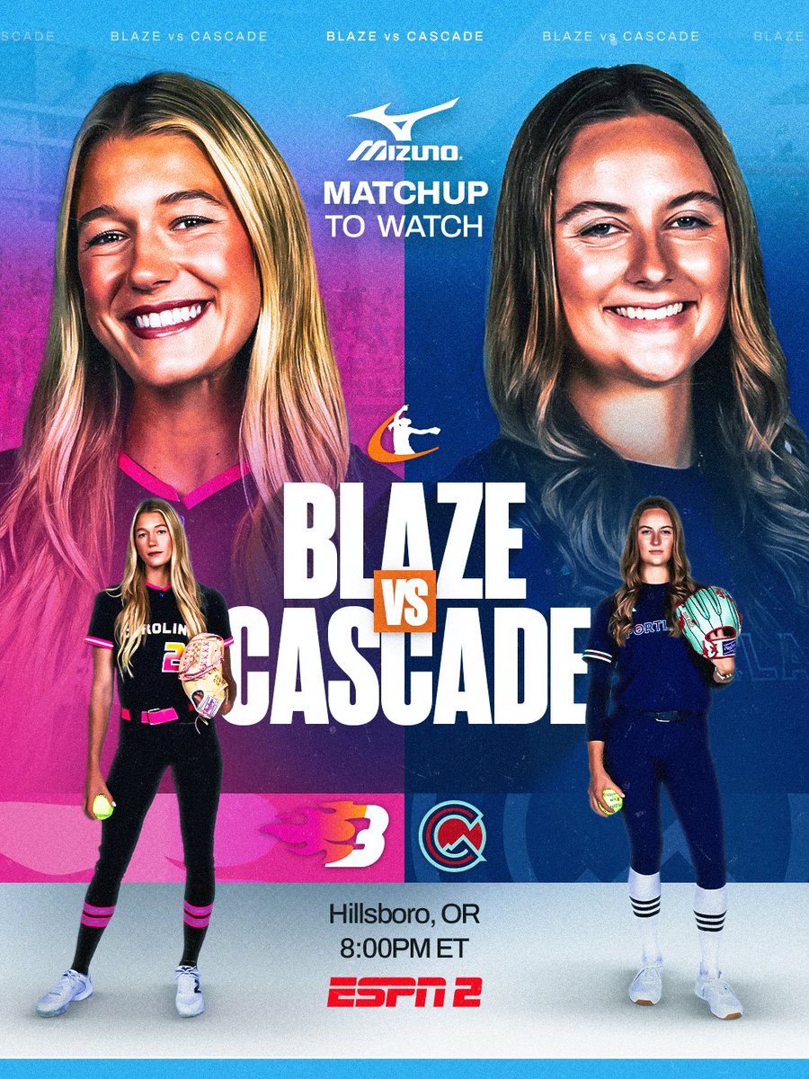 theAUSLofficial's tweet photo. 🔥 FIRE 🆚 ICE 🧊 

two of the AUSL’s top rookie pitchers face off tonight in Portland 👀

🎟️📺📊 👉 https://t.co/Ao6kJuyMTB

presented by @MizunoSportsUSA https://t.co/L4x22QKR2i