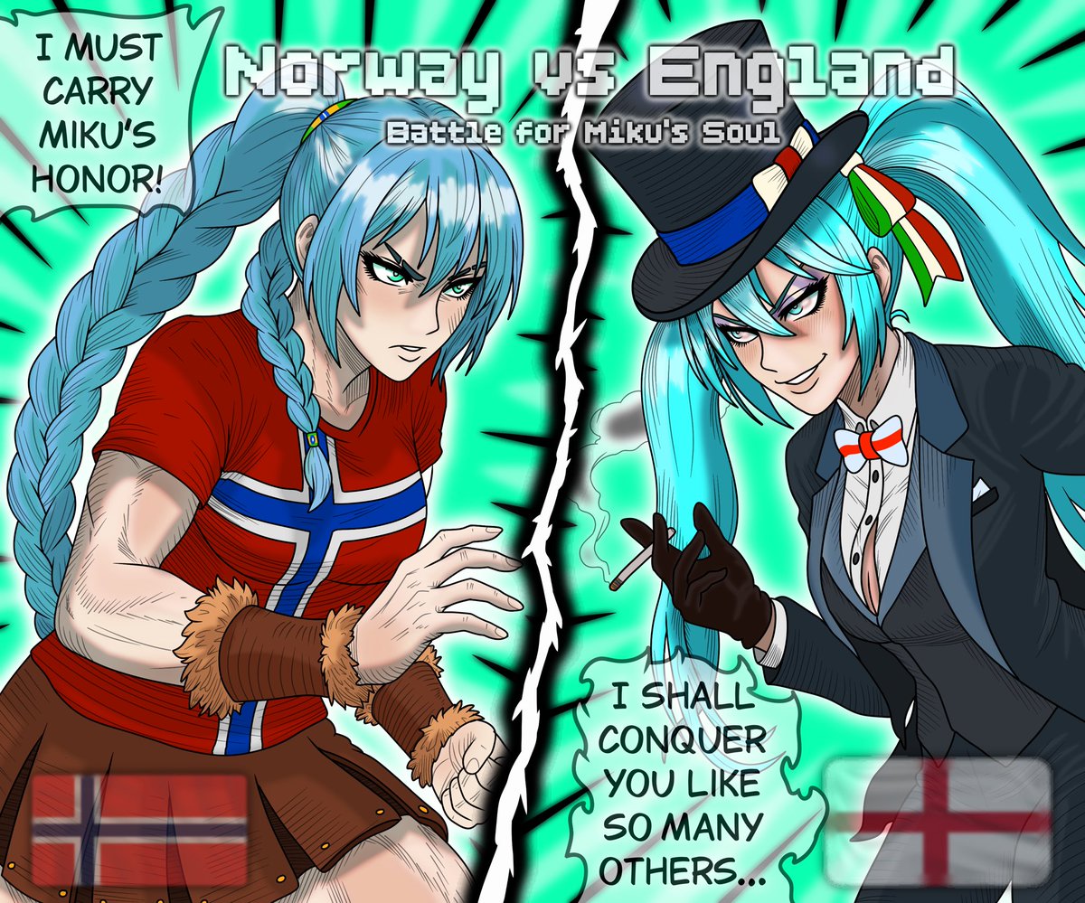 LilySuccs's tweet photo. Norwegian Miku vs Bri’ish Miku, who will take the World Cup Quarterfinals?

Find out next time on Foot Ball Z.

#Norway #England #HatsuneMiku https://t.co/00Ygu9UEBI