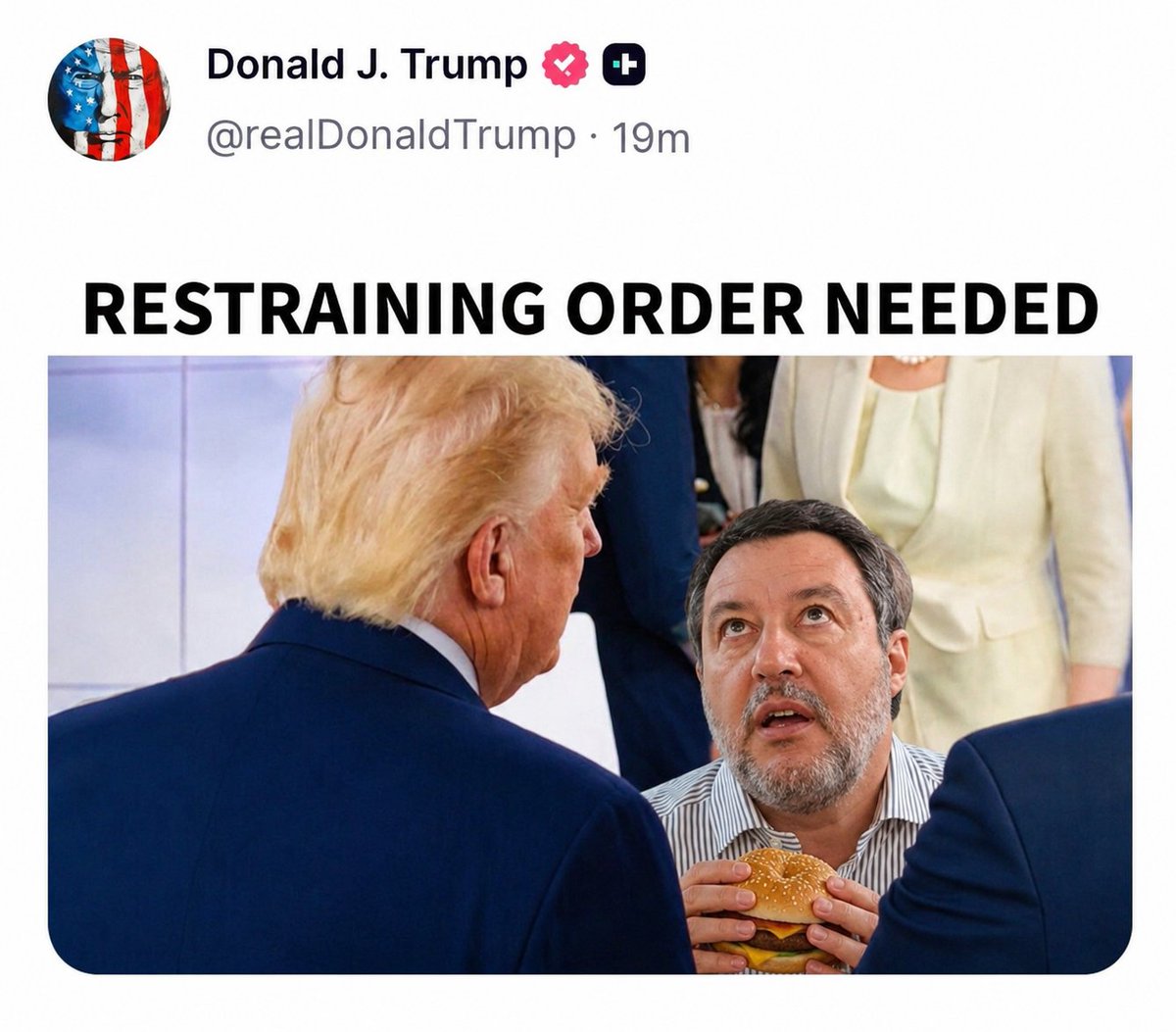 Ubiklandia's tweet photo. Appena postato da #Trump dopo la letale gufata salviniana sulla partita #UsaBelgio.🇺🇲🇧🇪 https://t.co/xdOJ5KkVsD