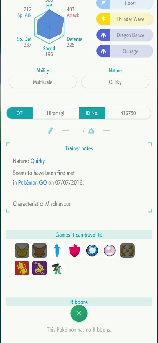 Hiromagi's tweet photo. 10 years ago today, Pokemon GO came out. For me, it literally peaked day 1 when I got a Dragonite on my lunch break. And I STILL have her to this day. I took the chance the moment we could move pokemon GO pokemon into Home and the Switch Titles to max her out entirely. https://t.co/o86Y6ePEFq