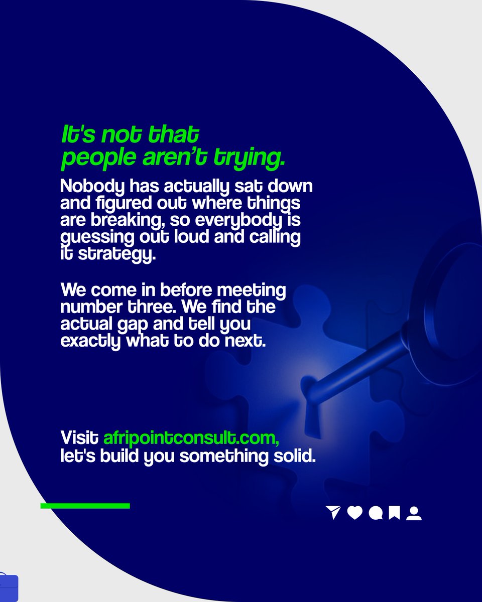 Afripointconsul's tweet photo. If your organization has ever had a meeting about a meeting, this one is for you.

Reach out to us. Let's build you something solid https://t.co/xP5nPuSM6d