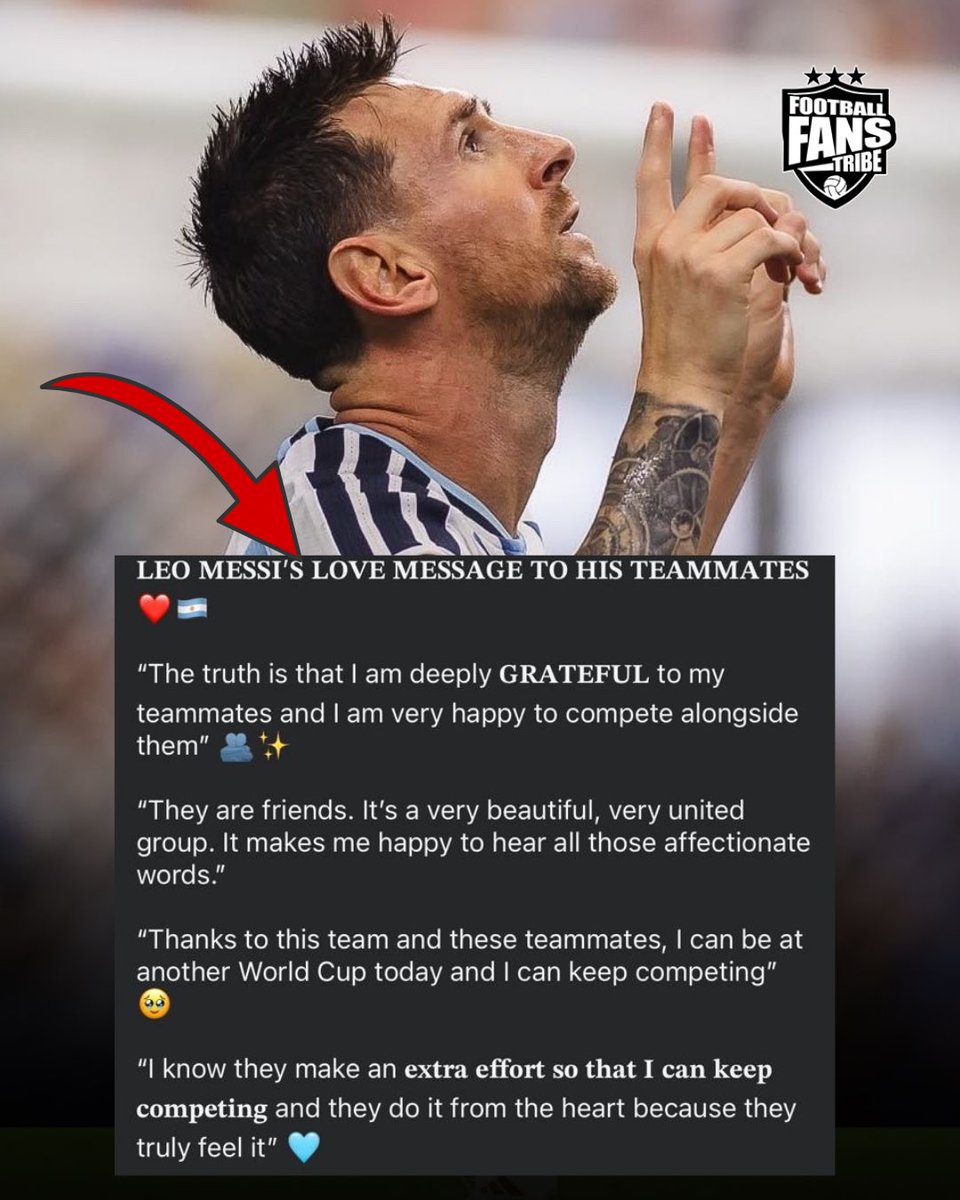 FansTribeHQ's tweet photo. Nothing but love from Leo Messi for his Argentina Teammates 🇦🇷🩵

#argentina #messi #worldcup https://t.co/h92MHijWhm