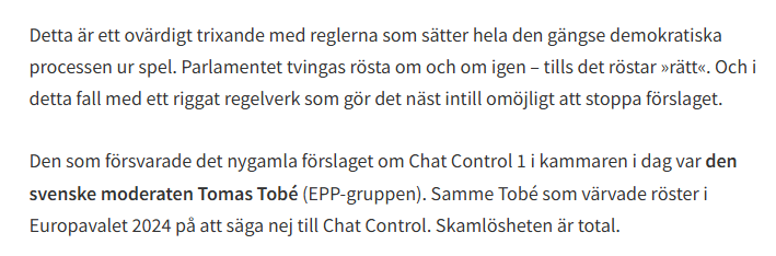 sdeuparlamentet's tweet photo. Moderater för Chat Control (så mycket var det vallöftet värt)👇 https://t.co/9tPP81solu