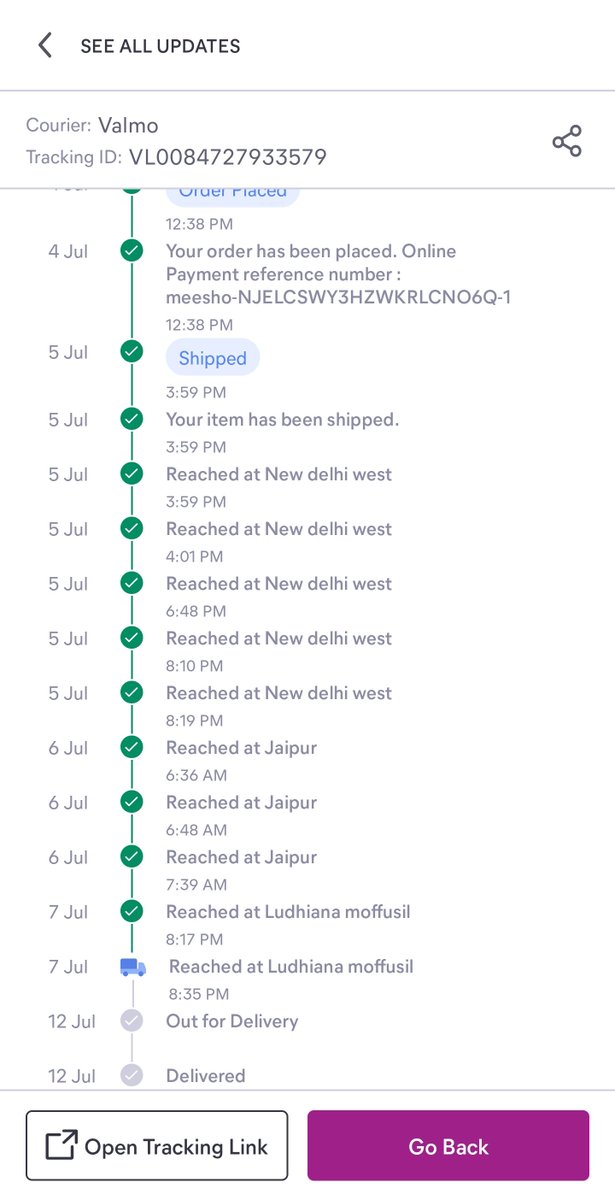 KunalBassi's tweet photo. @meesho_support  what kind of courier service you have linked yourself with as i cant understand why such a long route taken instead of direct new delhi to chd delivery? https://t.co/o1cO3UCu1L