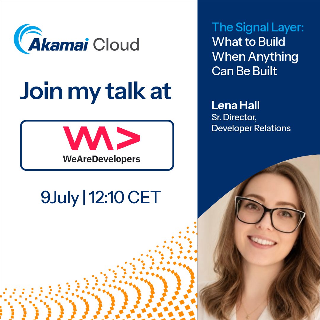 akamaidevs's tweet photo. Heading to Berlin for WeAreDevelopers? Catch @lenadroid on July 9 talking product architecture and what to build next. Then join @labeveryday on July 10 for a practical deep dive into deploying workloads on dedicated GPUs. 

Full session details: https://t.co/294DWVo5h8 https://t.co/WCJXC1f1jG