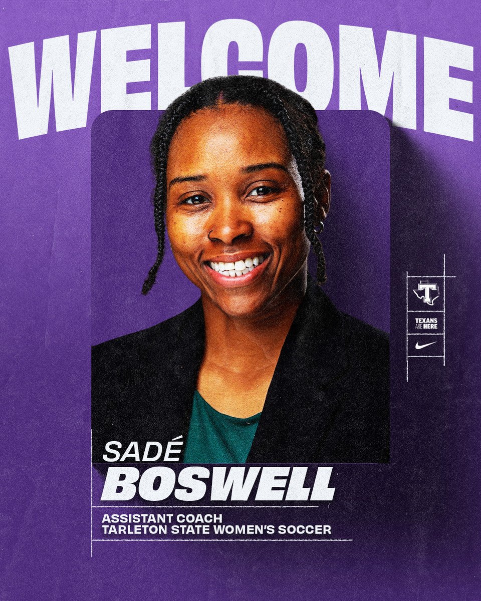 TarletonSoccer's tweet photo. Joining Tarleton State Soccer as an assistant coach, Sadé Boswell! ⭐️

Boswell joins the Texans with a decade of collegiate coaching experience, including the last four years as a head coach at the D2 level!

Welcome @BoswellSade! 

Story: https://t.co/VUHHD5qd5m https://t.co/T8JJJbzRMj