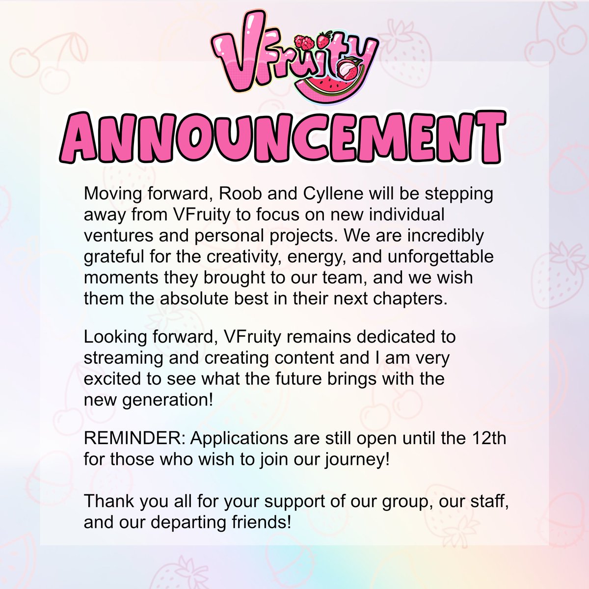 VFruityOfficial's tweet photo. this new season brings new and exciting changes! https://t.co/YaIgGWP04A