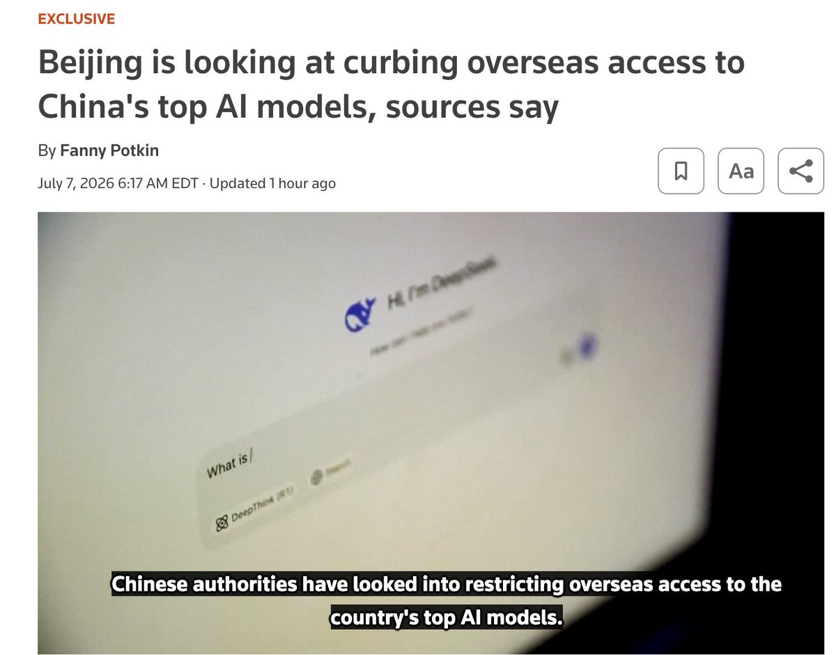 nlw's tweet photo. And with that, the era of AI Protectionism begins. https://t.co/Va7cqJ8eoW