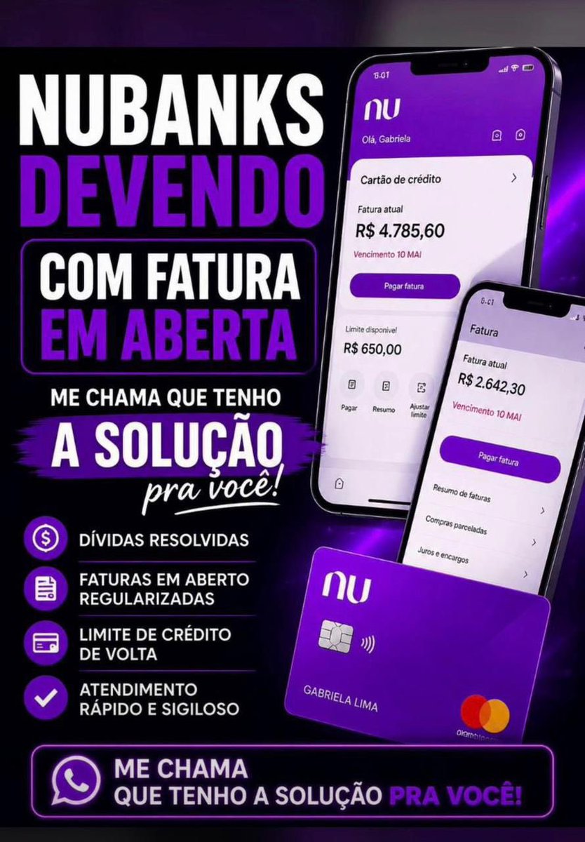 Fornecedorgnomo's tweet photo. Tá devendo nubank e não tem condições de pagar me chama que vamos fazer dinheiro c dívidas, qualquer dúvidas só chamar✅💸🍀✍🏼

https://t.co/7t750cb94c https://t.co/G0iLCYoD35