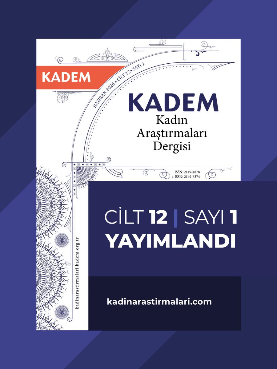 KADEMDergi's tweet photo. 📚 KADEM Kadın Araştırmaları Dergimizin Cilt 12, Sayı 1 sayısı yayımlandı.

Kadın çalışmaları alanına katkı sunan araştırmalar, söyleşiler ve kitap değerlendirmeleriyle hazırlanan yeni sayımızı DergiPark üzerinden inceleyebilirsiniz.

📌 https://t.co/YsNrEQ6gib https://t.co/Zde9Gcr6G8