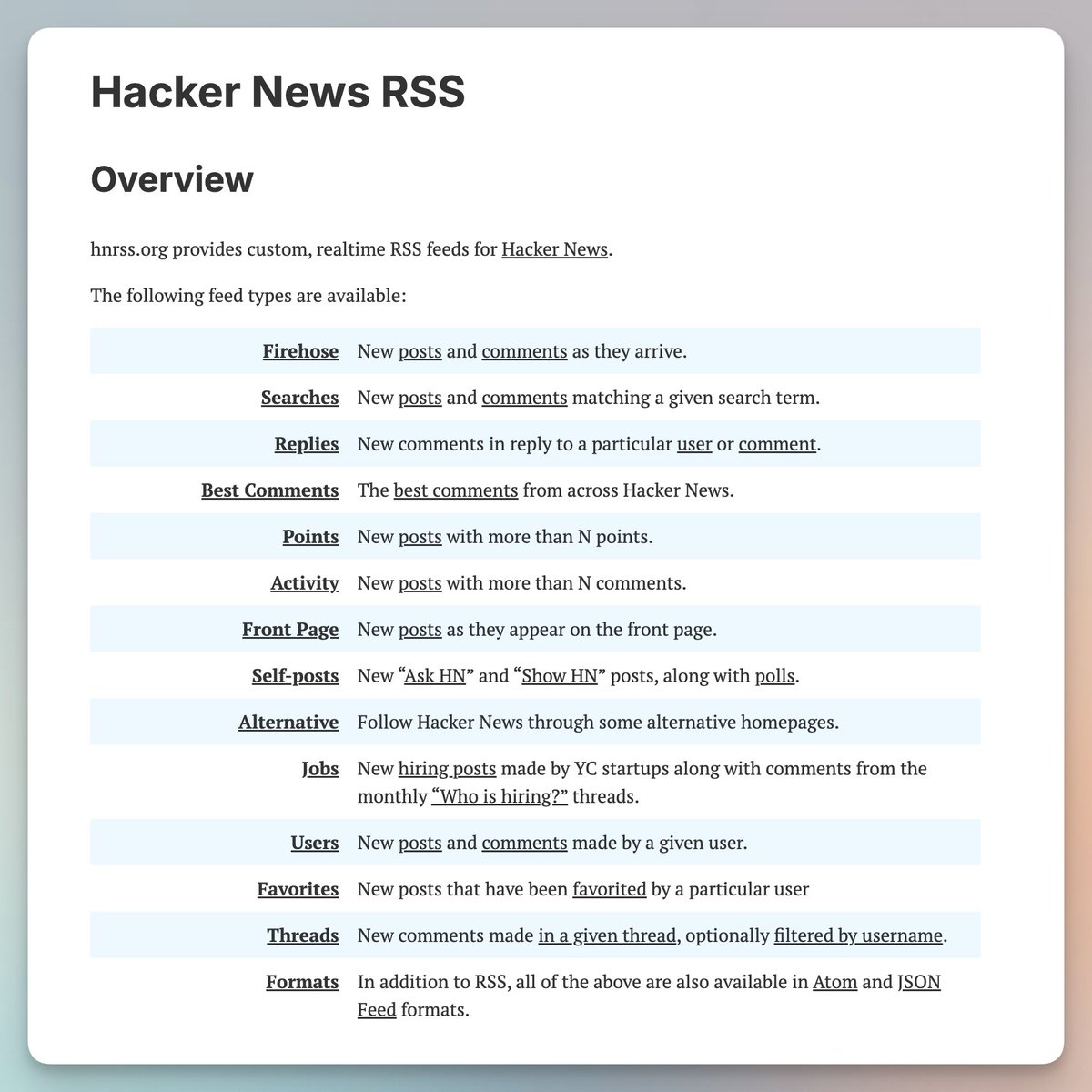 HN 内容 RSS 封装库