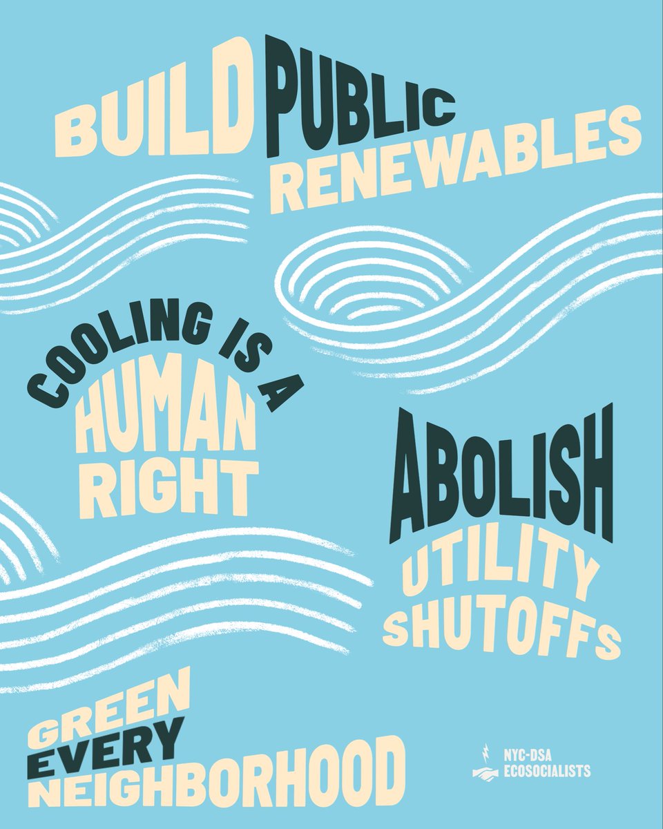 NYCDSA_Ecosoc's tweet photo. Extreme heat isn't inevitable. It's the result of political choices that put corporate profit before people. The solutions exist today. What's missing is the political will to fight for them.

Cooling is a human right. An ecosocialist future can make it one. ❄️ https://t.co/y9t3khHWFZ