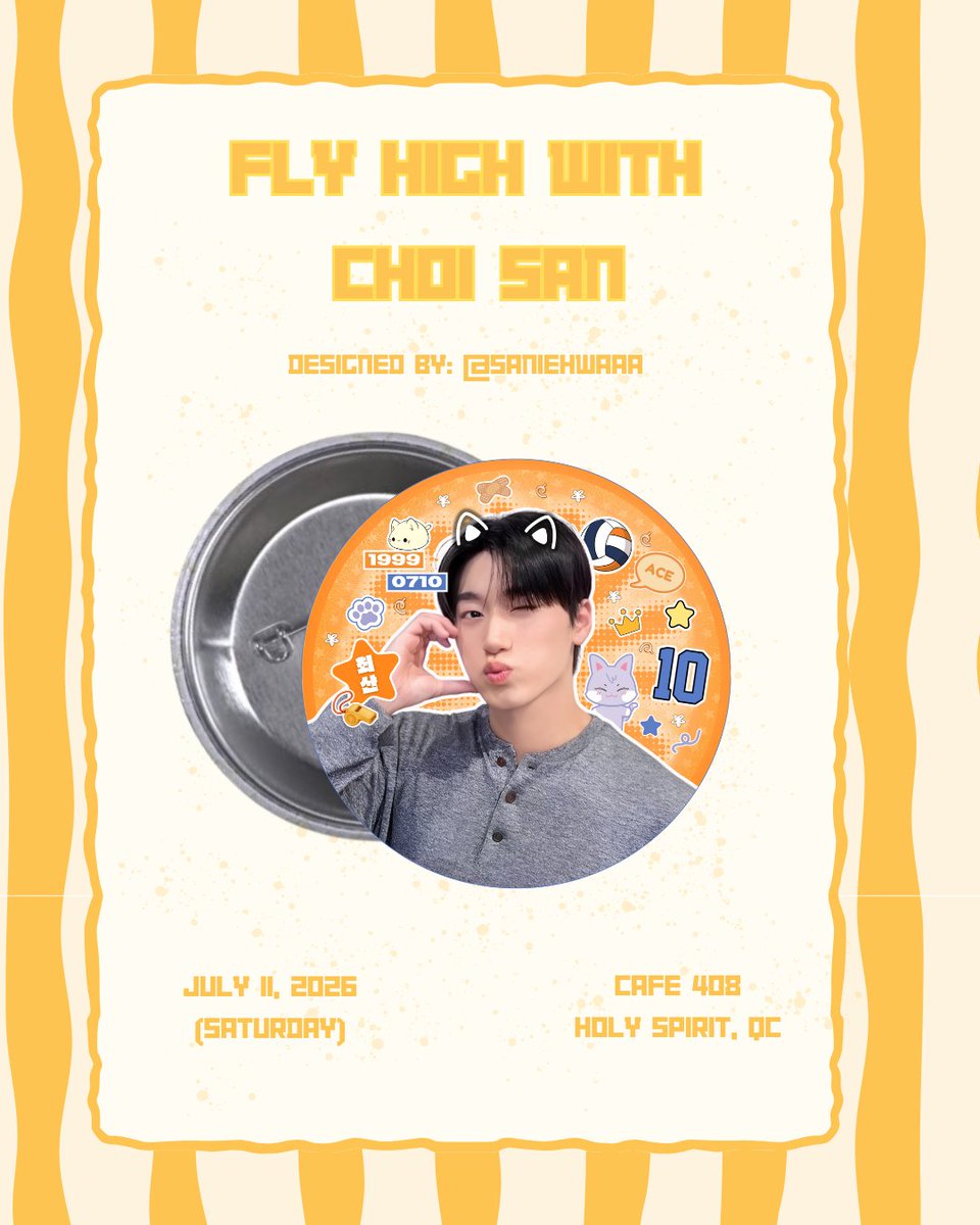 woonotyoung_'s tweet photo. hiii teammates 🧡
i'll be giving away these button pin on d-day! can't wait to see y'all 😊

designed by: @saniehwaaa (thank you so much dear) 🥰

#FLYHIGHWITHCHOISAN 
#CHOISAN #ATEEZ https://t.co/EAxWqBeWwB