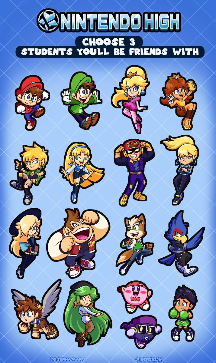 JJArt25's tweet photo. Your first day at Nintendo High.

Who’s gonna be your bff? https://t.co/MNjcqi0iNK
