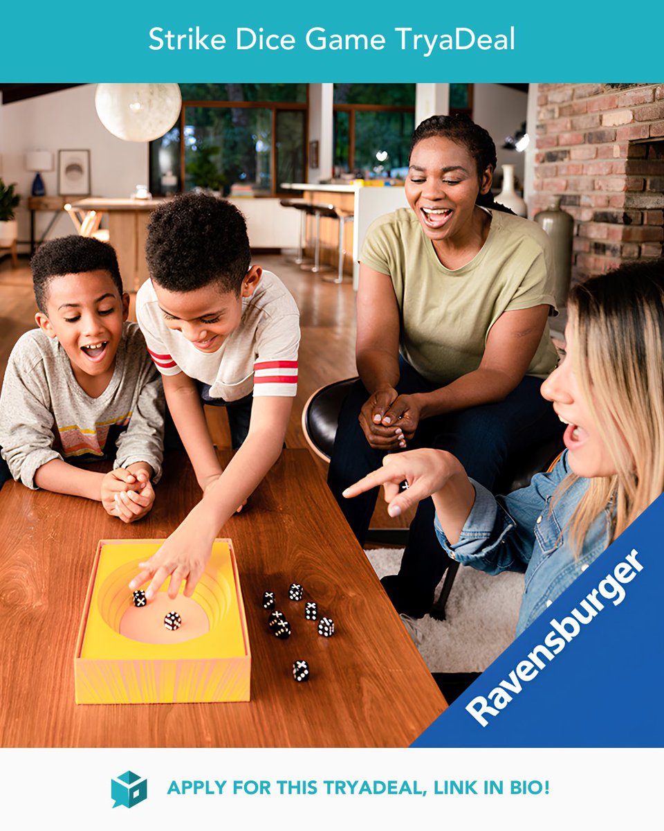 Tryazon's tweet photo. 🎲✨ TryaDeal Alert! Play Ravensburger Strike Dice Game! 🙌

Strike, match, and outplay your opponents in this fast-paced dice game. 🎯

🎉 400 participants — full reimbursement (up to $15 + shipping) after purchasing from https://t.co/iDGhrH31EP!

📲 https://t.co/kIwx7jlEYq https://t.co/x0fHtCenV8