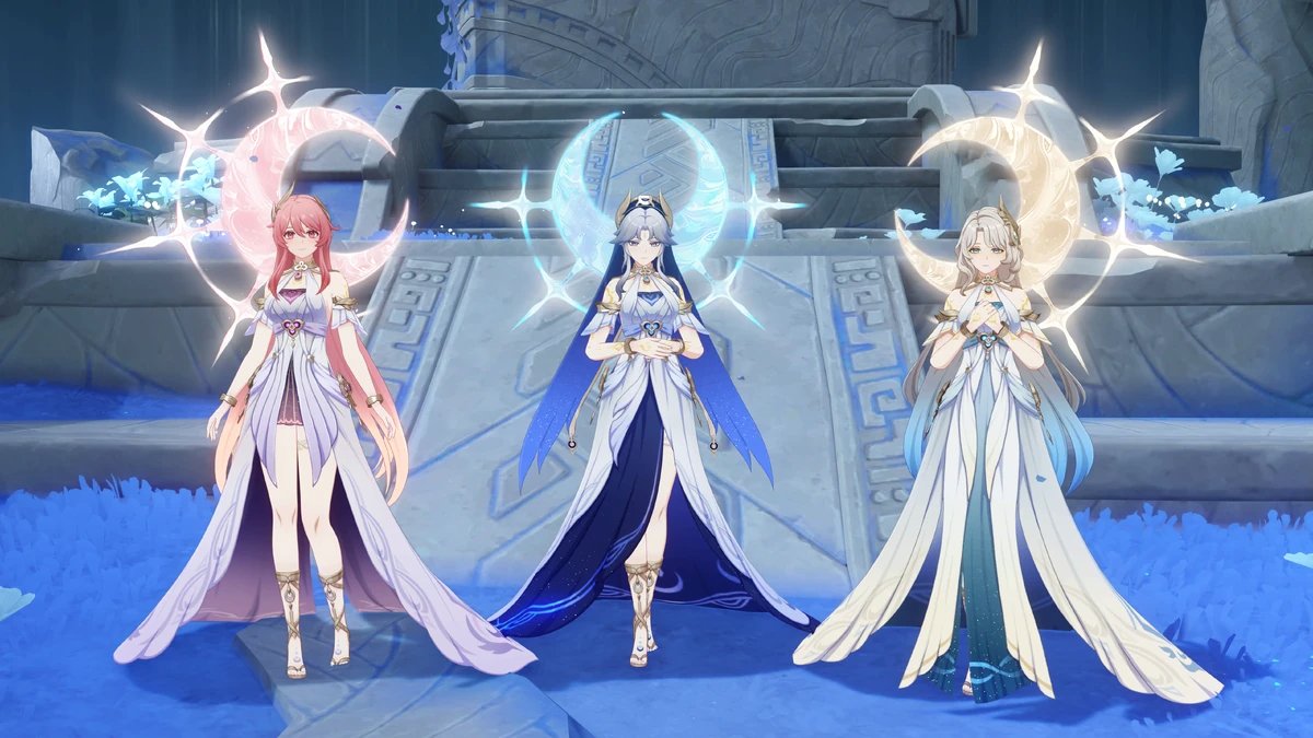 tsaritsakisser's tweet photo. I found it pretty interesting how the Moon Sisters were represented over the years, especially considering the latest piece of lore. The mural in Inazuma by far gave them a non-human appearance while the Nod-Krai PV also kept their horns. I think it's safe to assume the pics at- https://t.co/Jzp4eb1VmL