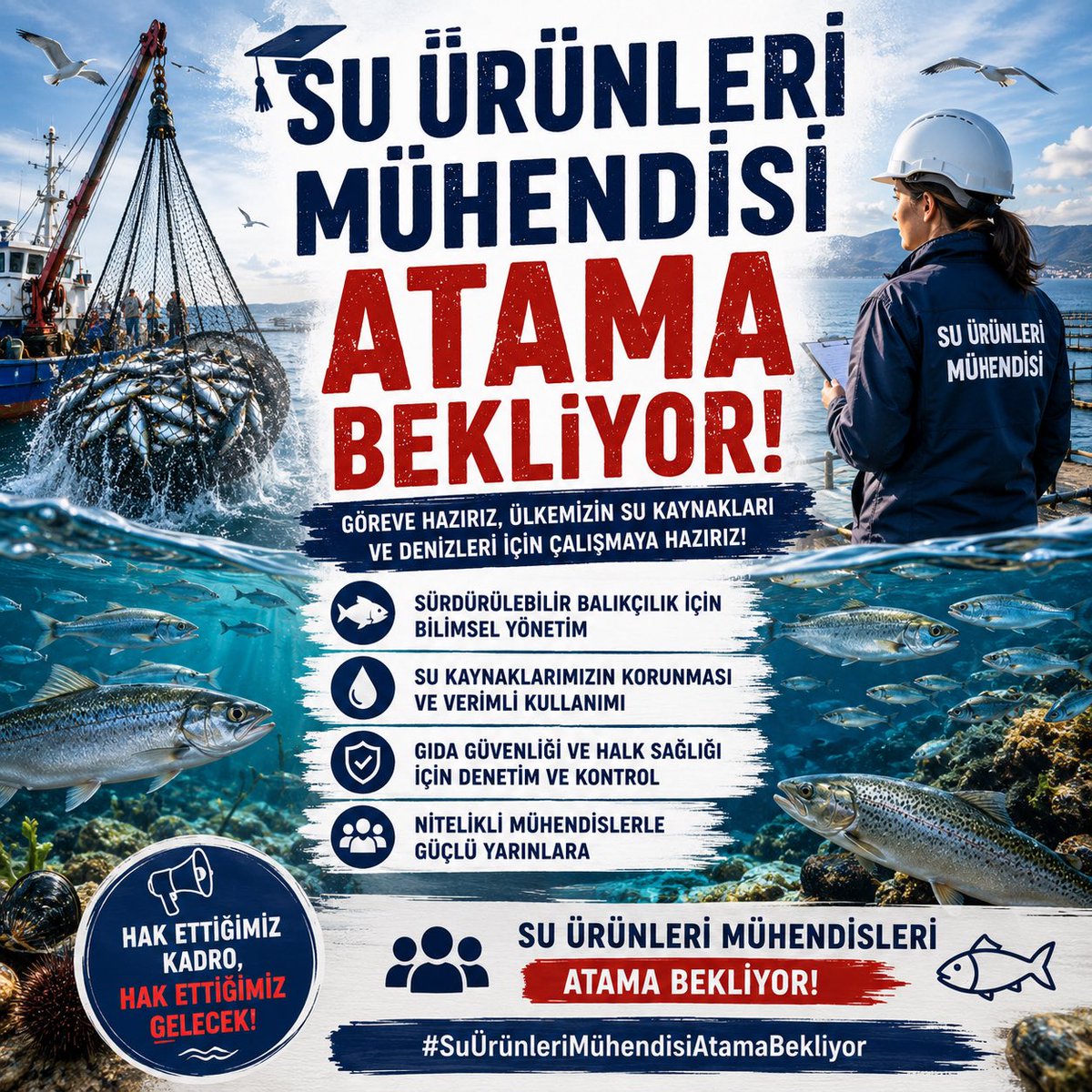 emelabac_'s tweet photo. @ibrahimyumakli @bsgmtr Yıllarca eğitim alan, KPSS sürecini tamamlayan su ürünleri mühendisleri olarak sesimizin duyulmasını istiyoruz. Ülkemizin mavi vatanına ve su kaynaklarına katkı sunmaya hazırız. Yeni personel alımında branşımıza güçlü bir kontenjan bekliyoruz.#suürünlerimühendisleriatamabekliyor https://t.co/qlcTMMbeo8