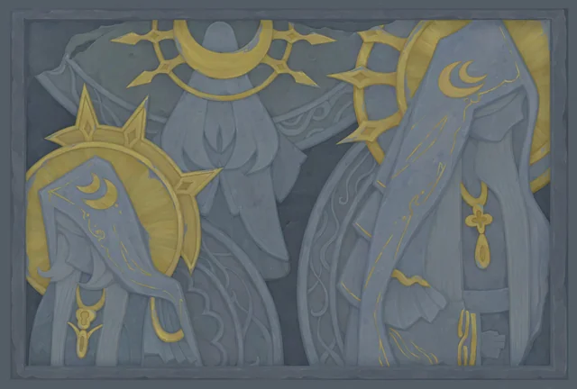 tsaritsakisser's tweet photo. I found it pretty interesting how the Moon Sisters were represented over the years, especially considering the latest piece of lore. The mural in Inazuma by far gave them a non-human appearance while the Nod-Krai PV also kept their horns. I think it's safe to assume the pics at- https://t.co/Jzp4eb1VmL