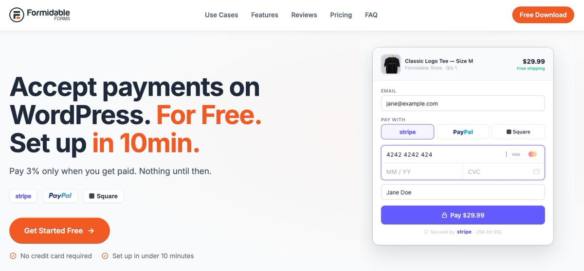 FormidableForms's tweet photo. Myth: you have to spend money to make money. ❌

Formidable Forms Lite is a free WordPress plugin that now has Stripe, Square, + PayPal built in. No complicated e-commerce shop setup or monthly fees.

See how it works: https://t.co/ogx8grSEhe 

#freetools #wordpressplugin https://t.co/X4QiWED4Kz