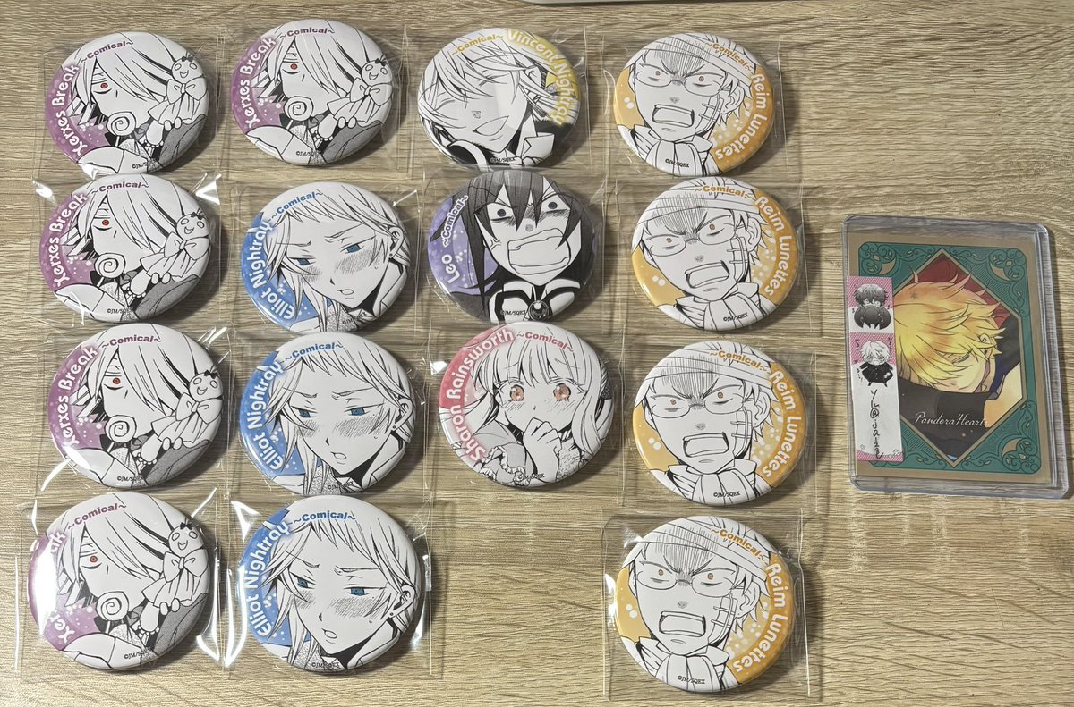 ja_z8v's tweet photo. 【交換・譲渡】PandoraHearts パンドラハーツ パンヴァニカフェ 缶バッジ Smile Comical 15th 20th 花言葉

譲:ブレイク★、ヴィンセント☆、エリオット◯、リーオ、シャロン、レイム
求:Comicalギルバート、オズ
又は異種ギルバート、オズ
>同異種ノエ
リプ記載額＋送料
↓ https://t.co/J2axiGmgk5