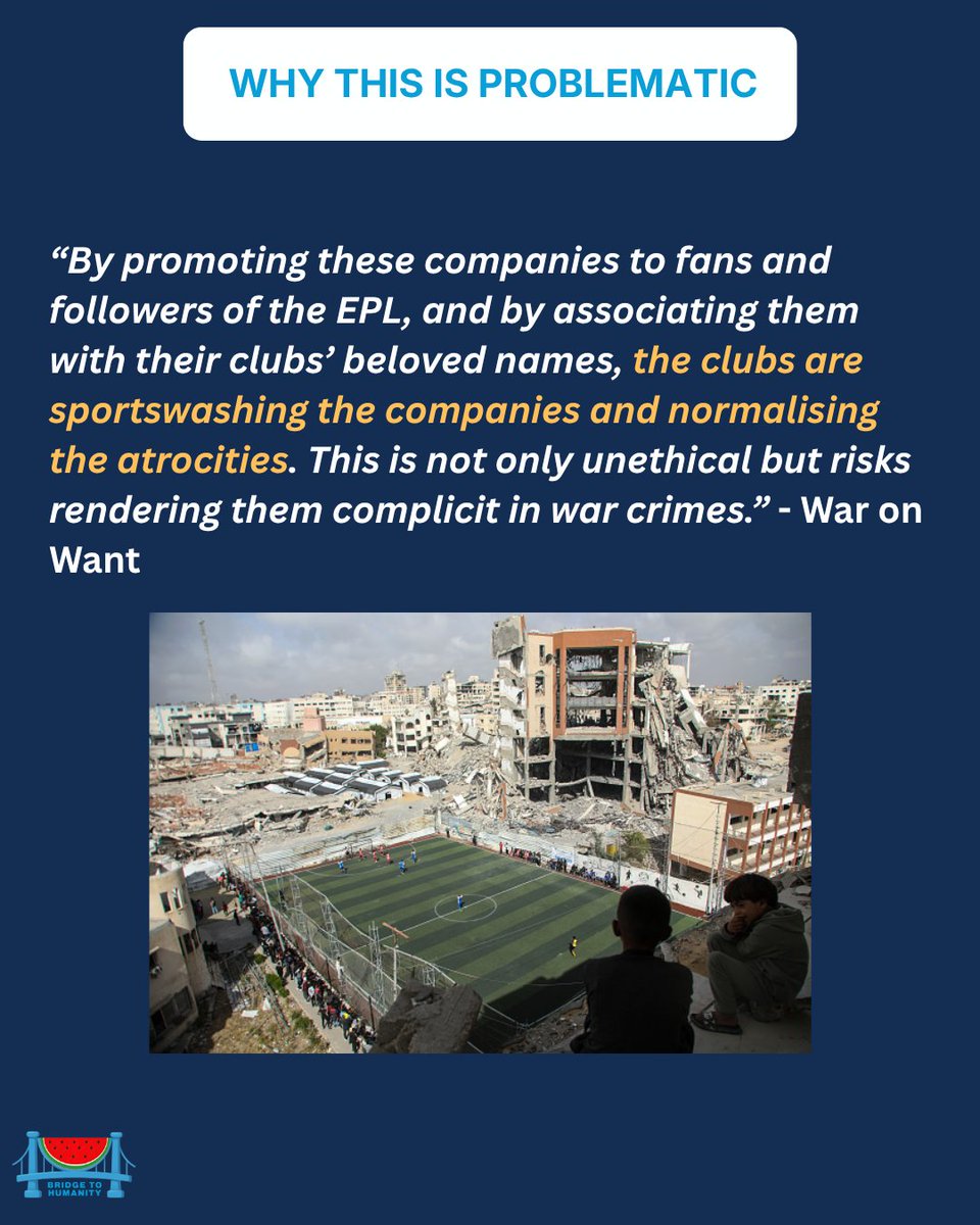 Bridge2Humanity's tweet photo. Cisco has been named in @WarOnWant’s new report about English Premier League football club sponsored by corporations that are complicit in Israel’s occupation, apartheid &amp; genocide of the Palestinian people, citing how sponsorships enable Cisco to improve its image through sport. https://t.co/LtjMif5Ydp