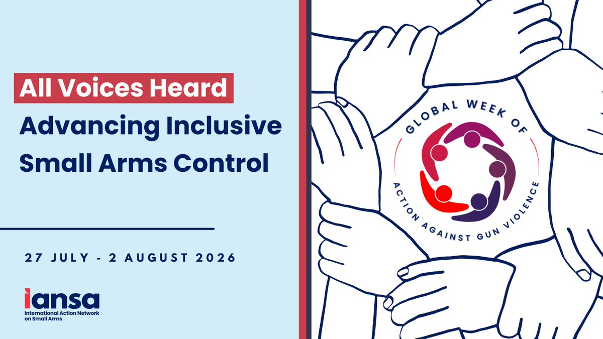 IANSAnetwork's tweet photo. π Coming Soon: The Global Week of Action Against Gun Violence! 27 July - 2 August 2026
"All Voices Heard: Advancing Inclusive Small Arms Control" calls for meaningful participation, stronger partnerships, and action to prevent gun violence.
Learn more: https://t.co/5j4M4MOPOH https://t.co/LRh05s89Qk