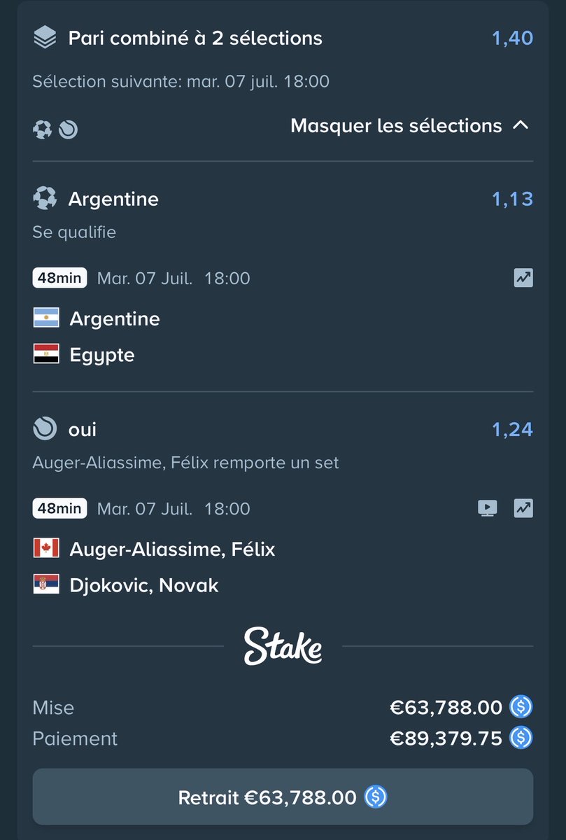 NostraaPro's tweet photo. 🪜 Palier 3 : 63.788€ 👉 89.379€ ⏳ 

💡Si ce palier 3 win je coffre 3.268€ car je dépasse légèrement la cote à 1.35. 

📲 Si tu veux jouer sur Stake c’est ici : https://t.co/k1gG1xsHjV

#TeamParieur https://t.co/OMW8F37cL9