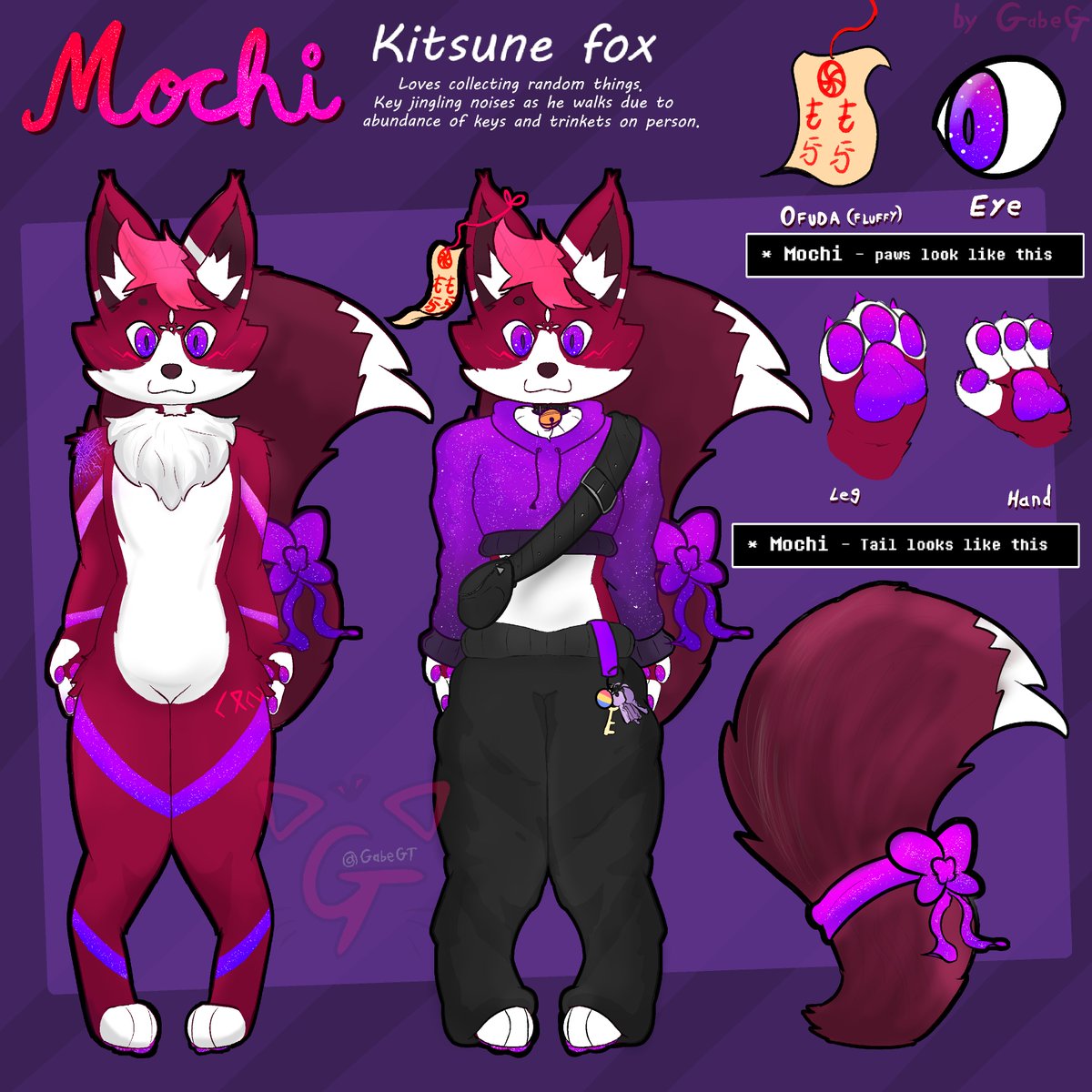GabeGT_'s tweet photo. Redesigned my main furry sona, Mochi! :3
hes a Kitsune Fox Anthro.
thought it'd be nicer to have him be more galactic/space focused, since i'm a sucker for space and anything relating to it. Anyone is free to draw him, just please leave a comment, or toss me a DM beforehand! https://t.co/gn6n2m5U91