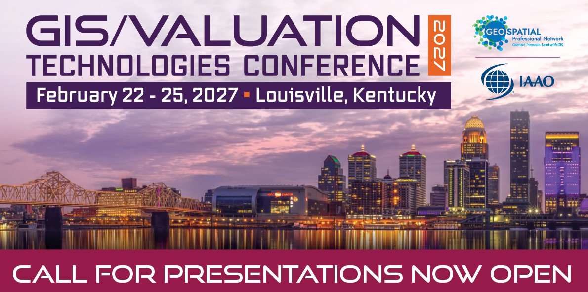 IAAOHQ's tweet photo. The call for presentation proposals is now open for the 2027 #GISValTech Conference, co-hosted in Louisville, Kentucky by #IAAO and the Geospatial Professional Network. Make a plan to share your great work in 2027! Proposals due August 14.  (@URISA)  https://t.co/p8gHbzWIeZ https://t.co/EYNJ61tt4i