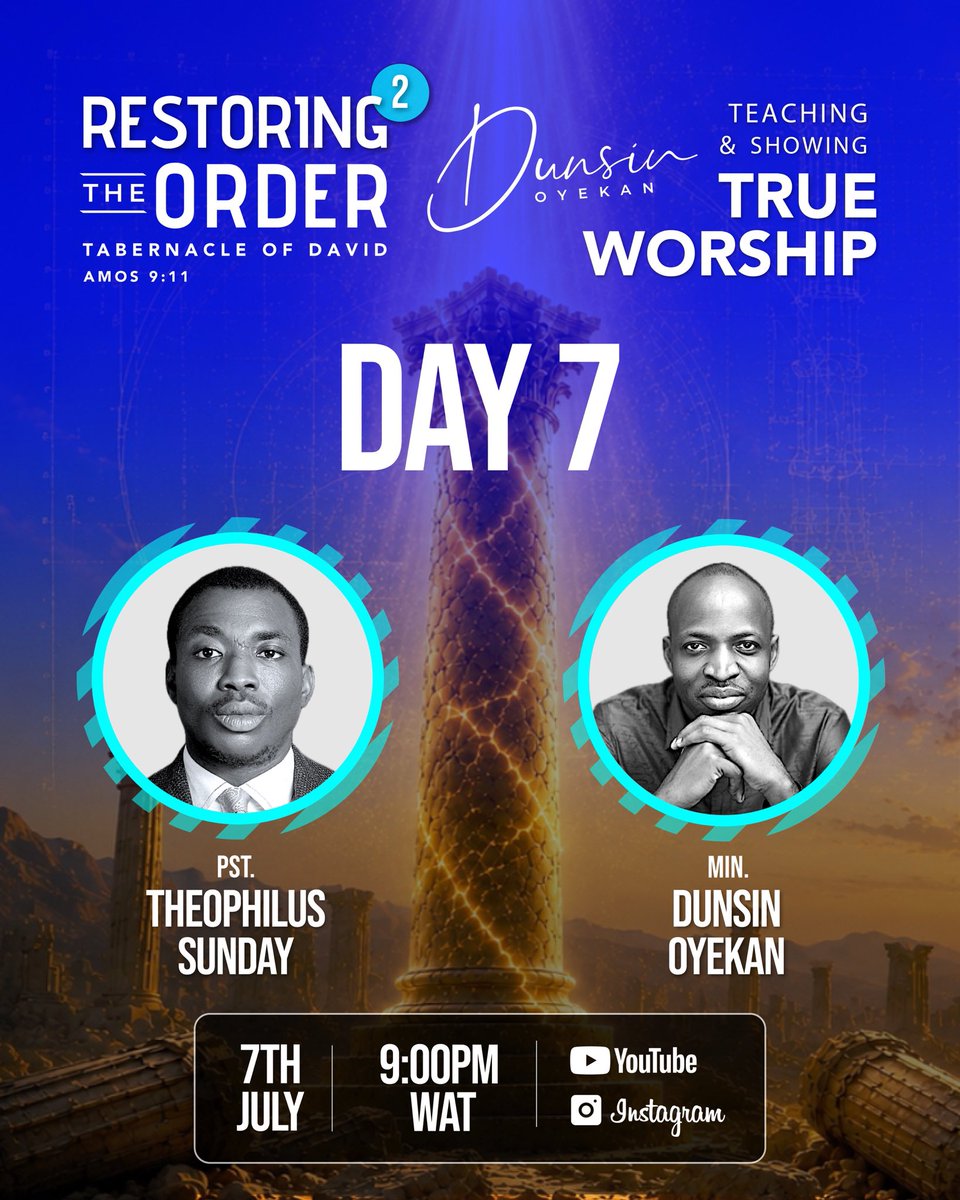 DunsinOyekan's tweet photo. The Last day is everybody’s day!!! Tonight will be intense by the Spirit of God!!!

Day 7 with @theophilussunday 

Tell everyone!!! Join us https://t.co/KCIXmMRQti