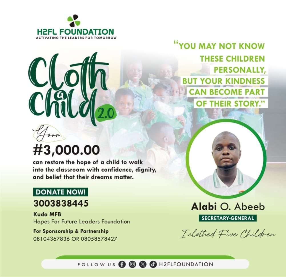 h2fl_foundation's tweet photo. You may not know these children, but your kindness can change their story. 💚
For just ₦3,000, you can help clothe a child and give them the confidence to walk into the classroom with dignity and hope just like I did.
Support the campaign today: https://t.co/d6nCoHUAzh