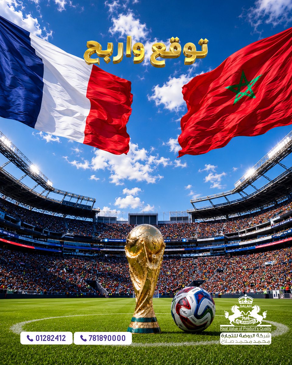 alrawdahtrading's tweet photo. أسود الأطلس في مواجهة نارية أمام الديوك الفرنسية 🔥
توقع، شارك واربح ⚽
من تتوقع أن ينتزع الفوز في مباراة 🇲🇦 المغرب × 🇫🇷 فرنسا؟

سيتم اختيار فائزين اثنين بالقرعة الإلكترونية من أصحاب التوقعات الصحيحة.
💵 15,000 ريال لكل فائز.

#مسابقة #كأس_العالم_2026
#المغرب #فرنسا https://t.co/s8El2zOytO
