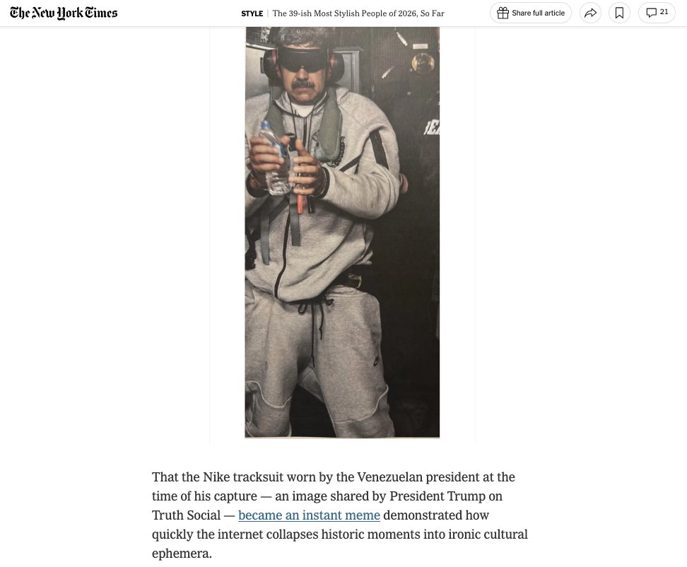 Fashionismo's tweet photo. A edição @NYTFashion  do @nytimes simplesmente incluiu o NICOLÁS MADUR0 na lista das 39 pessoas mais estilosas do ano kk https://t.co/ubb3HzbqIH