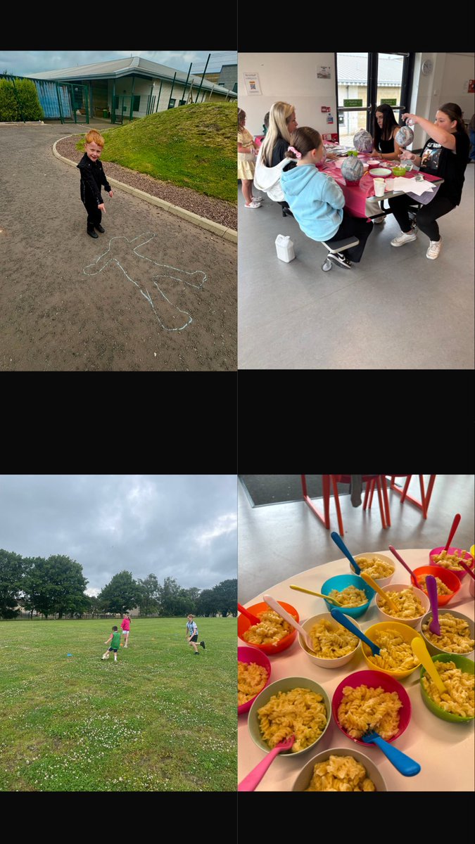 fasidelunchclub's tweet photo. 😎SUMMER LUNCH CLUB😎
Week 2 off to a fantastic start! We got creative with arts&amp;crafts,a grate game off football and chalk outside. And the tucked into a favourite mac &amp; cheese with garlic bread!
Thank you: 
@cashforkidsEDI 
@ELCouncil 
@sportscotland 
@VolunteerEL https://t.co/qb0rqfGIwl