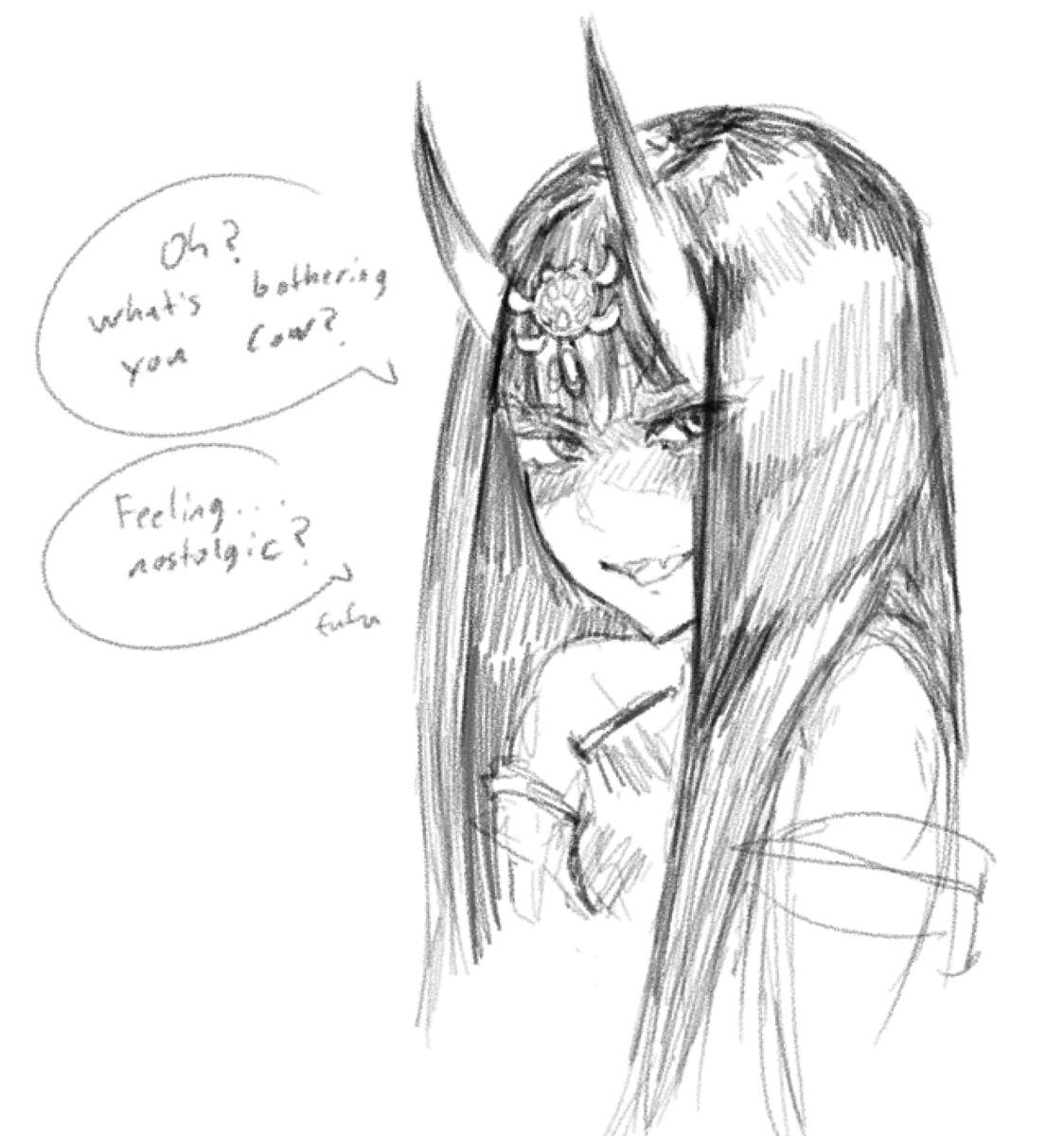 DailyShuten's tweet photo. I headcanon (no pun intended) that Shuten had her long hair chopped off along with her head https://t.co/kEeSOe6icS