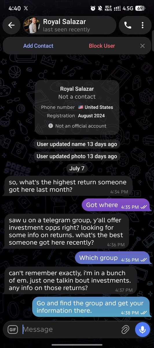 Dioslev's tweet photo. This is why majority of you get scammed or hacked 

What do you think will be my response? 

Some of you will get a message like this and quickly jump on it, 

Phone number is United States , but the number is not there. 

No American begins a sentence with "So" 

Then proceeds to say, Saw u, then used filler words RIGHT. 

I've dealt with so many people from abroad especially United States and sometimes it's hard to understand their English, cos they don't use abbreviations, they don't start words with Sooooo 😂 mumu. 

Y'all should be careful, hackers can buy international number to get to you. 

Stay woke