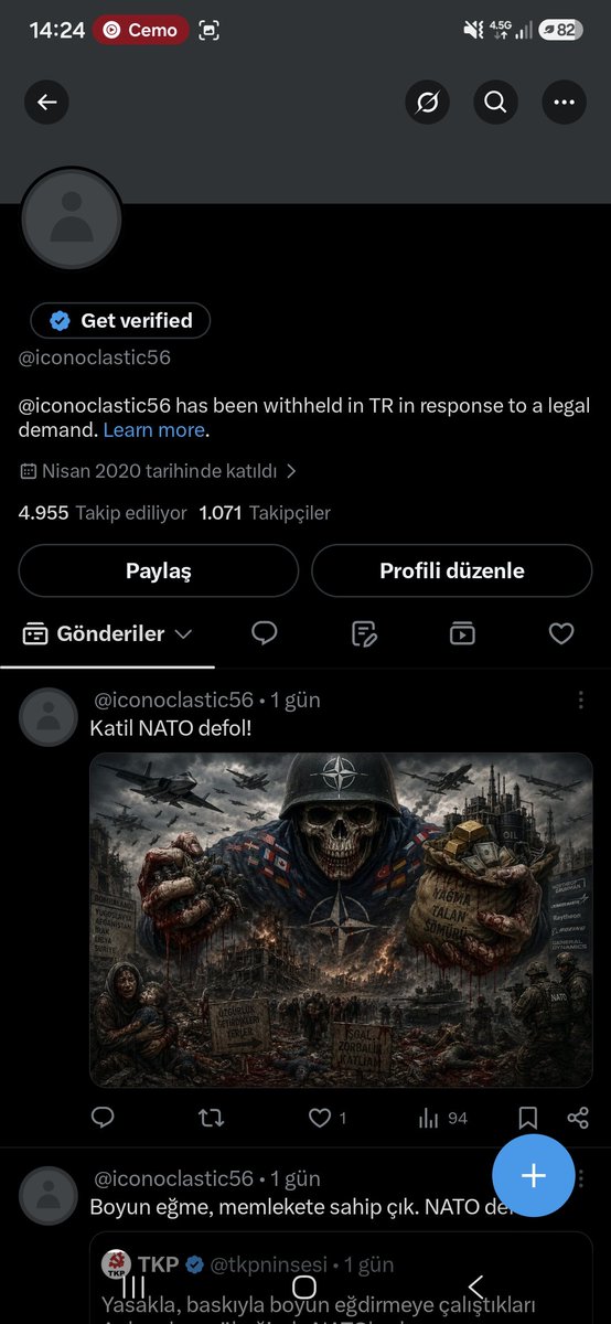 iconoclastic56's tweet photo. Nato gerekçesiyle hesabım askıya alındı. https://t.co/fjHrF1TQip