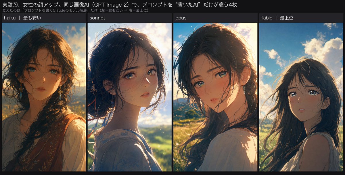 Four-Panel Anime Face Comparison
