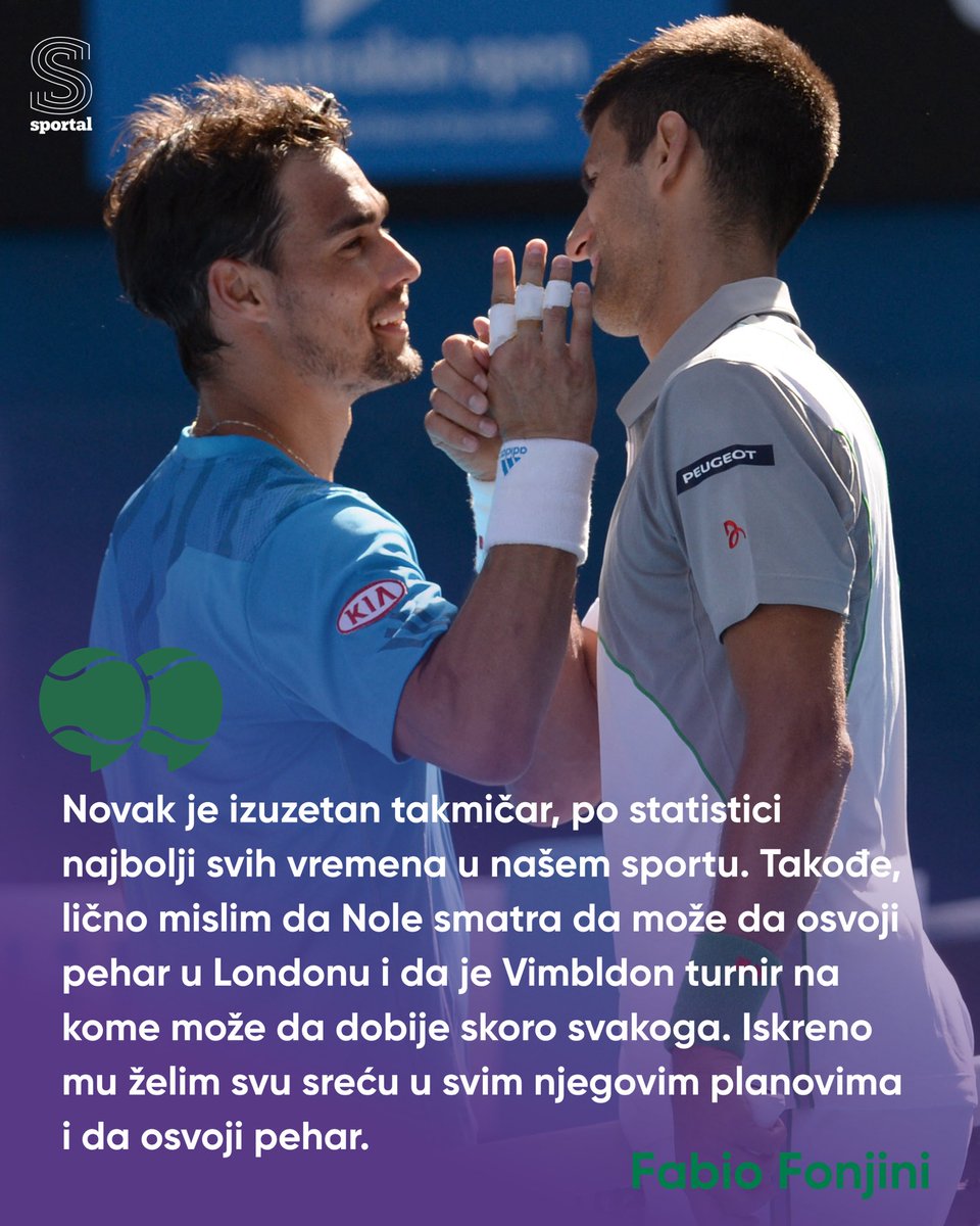 SportalSrbija's tweet photo. Kakve reči bivšeg rivala! 👏🏼
Fabio Fonjini je uveren da Novak upravo na Vimbldonu može do 25. grend slema! 🎾
📸 Profimedia
#fabiofonjini #novakdjokovic #vimbldon https://t.co/Xd89Fwz6qm