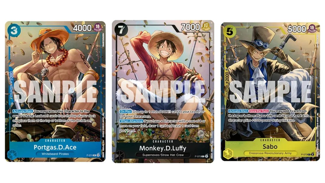 🚨【入荷】ワンピカード英語版 ルフィ・エース・サボ ミニ缶封入プロモ