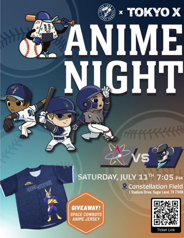 The_Raheel's tweet photo. I'm giving away 2 tickets to Saturday (7/11) night's @Tokyox_usa night at the @SLSpaceCowboys! 

To enter: 
1. Follow @The_Raheel and @Tokyox_usa 
2. Repost this post 

The first 2,000 fans receive an official My Hero Academia x Space Cowboys jersey 

Winner picked on Friday! https://t.co/sYzh868wrB