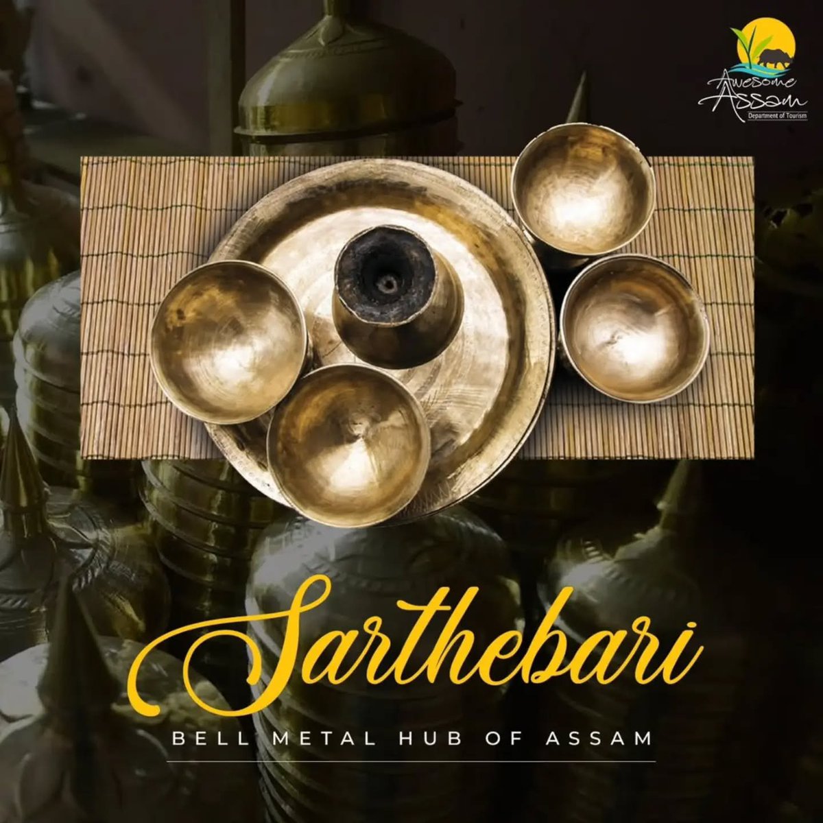 aweassam's tweet photo. Discover Sarthebari in Assam’s Barpeta district, where generations of artisans quietly shape bell and brass into stories of tradition. 

#AwesomeAssam
#Sarthebari
#Bellmetal
#ExploreAssam
@CMOfficeAssam
@himantabiswa 
@AjantaNeog https://t.co/T0sUIahnAm