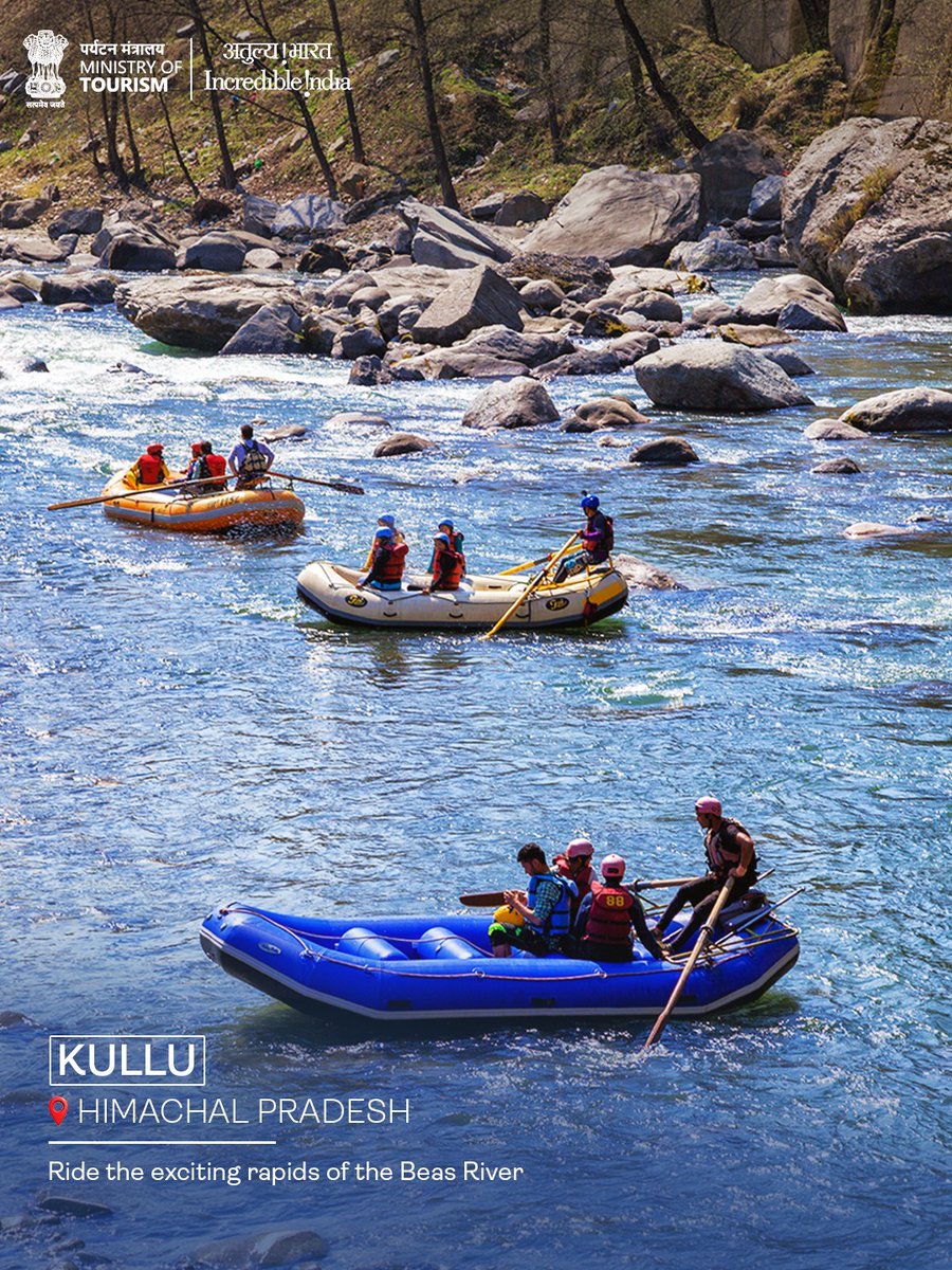 incredibleindia's tweet photo. Some of India's most thrilling rafting adventures are still waiting to be discovered.

Across the country, hidden rafting gems offer a chance to experience India's rivers in all their wild beauty. From dramatic gorges and untamed rapids to lush landscapes and scenic stretches, every river promises a different kind of adventure.

Which river adventure would you take on first?

#IncredibleIndia #Travel #India #Rafting #ExploreIndia @TourismSikkim 
(1/2)