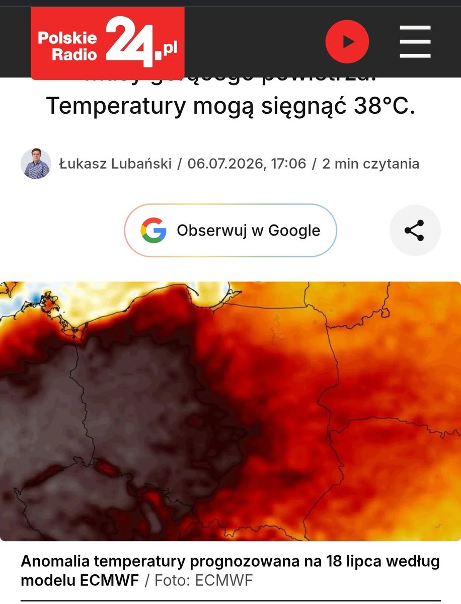 Logic_dominant's tweet photo. Czerwony kolor to juz za mało na prognozy pogody. Niedlugo na czarno będą oznaczać upał ;) https://t.co/j1TcEHXA6x