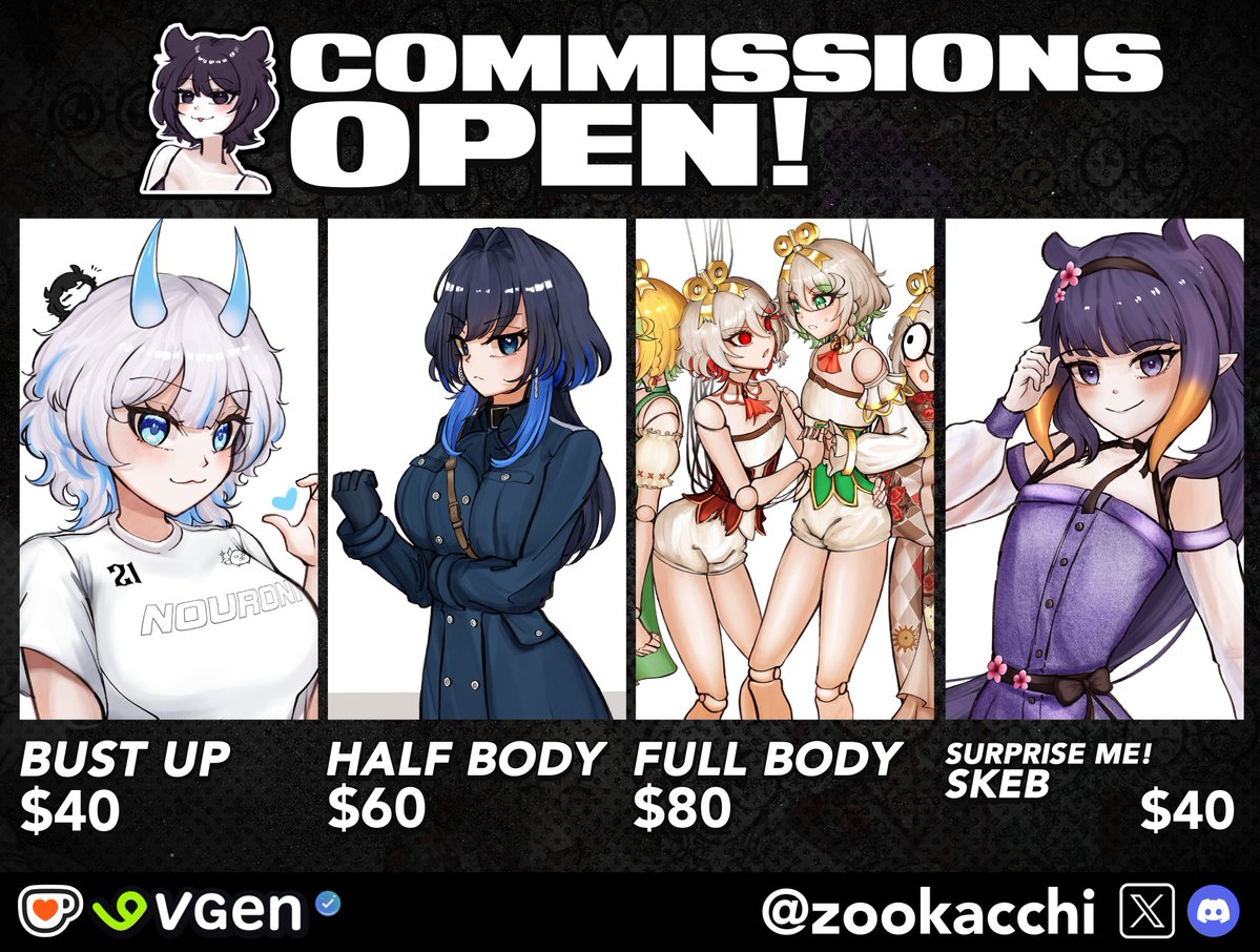 zookacchi's tweet photo. COMMS OPEN!! 
i'm VERIFIED on #VGen now!
need funds for bills and groceries. thank you!

DM for inquiries. see comments for links to VGen and Ko-fi! https://t.co/PRKZOBsS0U