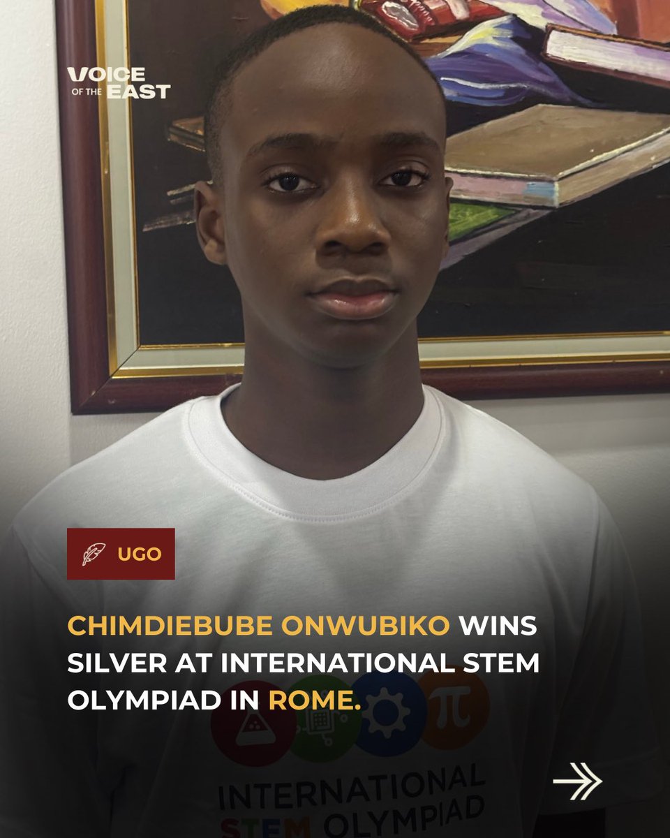 VoiceOfTheEast's tweet photo. Congratulations to Chimdiebube Onwubiko on winning the Silver Medal in the Science Category (Grades 9–11) at the International STEM Olympiad in Rome, Italy.

Competing against some of the brightest young minds from around the world, Chimdiebube demonstrated exceptional scientific knowledge, critical thinking, and determination to earn a place on the podium.

Congratulations, Chimdiebube! Your success inspires a new generation of young scientists and innovators. We celebrate you and wish you even greater accomplishments ahead.
