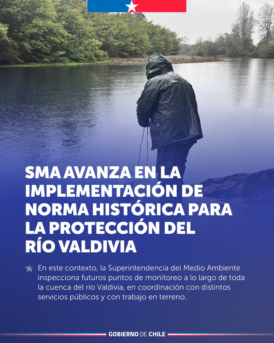 SMA_CL's tweet photo. Continuamos avanzando en la implementación de la Norma Secundaria de Calidad Ambiental del río Valdivia.

🧐Nuestro equipo de fiscalización verificó en terreno la operatividad de los puntos de control que permitirán evaluar la calidad de las aguas y el cumplimiento de la norma. https://t.co/8ePubdp2Uf