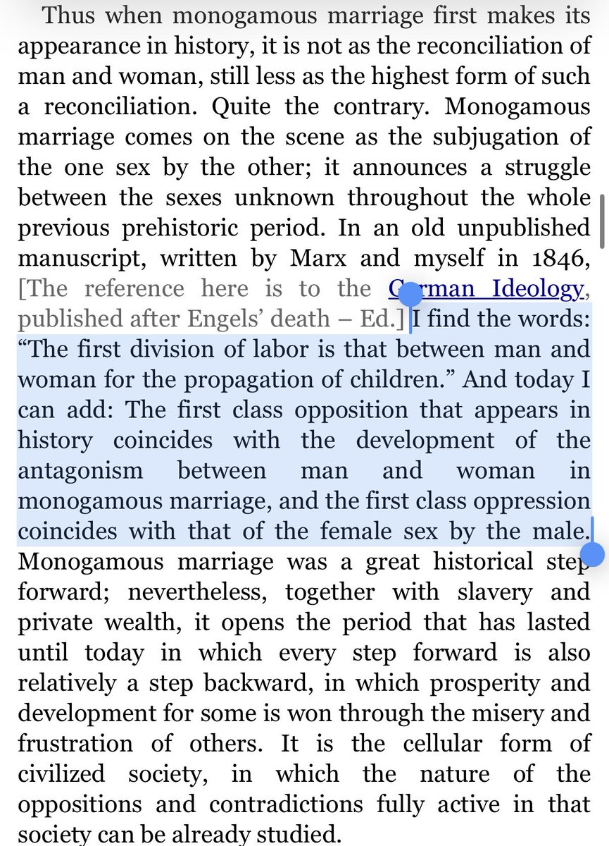 Greynxgga69's tweet photo. The first class distinctions were indeed patterned on the distinction between ‘man’ and ‘woman’ within the reproductive division of labor, and all subsequent class formations were (in germ) contained within this class relationship, but the genealogical antecedence of- https://t.co/j5OE4ybJ05