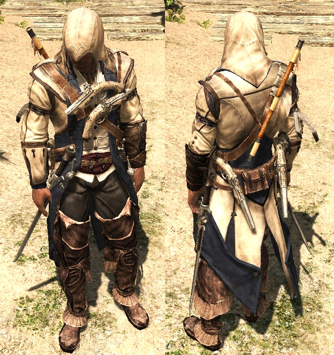 Pabull1103's tweet photo. @TheRealZephryss Honestly, I think Connor's outfit looks a little wrong here in my opinion.

The fit is too.. slim maybe.
At least in comparison to AC 3 or even original Black Flag when Edward wears it. https://t.co/EvTgABIxmO