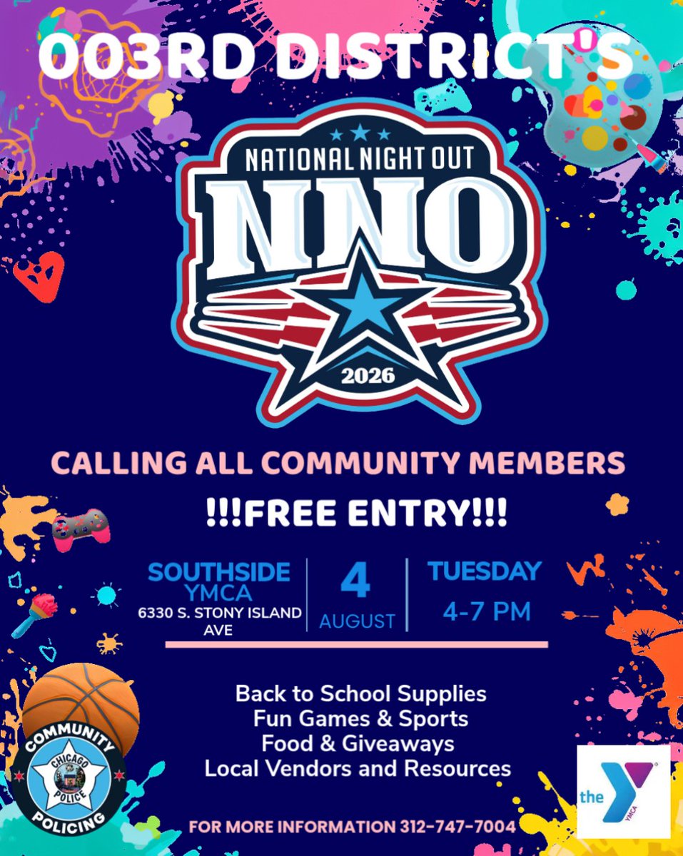 ChicagoCAPS03's tweet photo. Get ready for the 003rd Districts National Night Out, Our favorite summer community event ! Join us for a fun-filled evening with giveaways, resources, tasty food, games and more. Best part? It's totally free and perfect for the whole family. We cant wait to see you there! https://t.co/vsK0PDrLsT